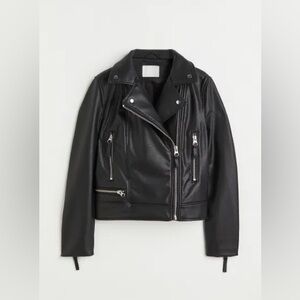 H&M Black Faux Leather Biker Jacket